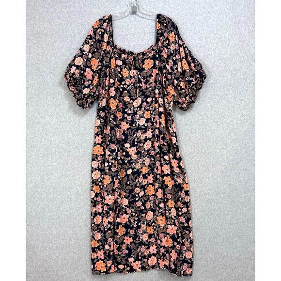 Old Navy Peasant Dress Size 4X Plus Puff Sleeve Cottagecore Floral Boho Prairie - Picture 2 of 16